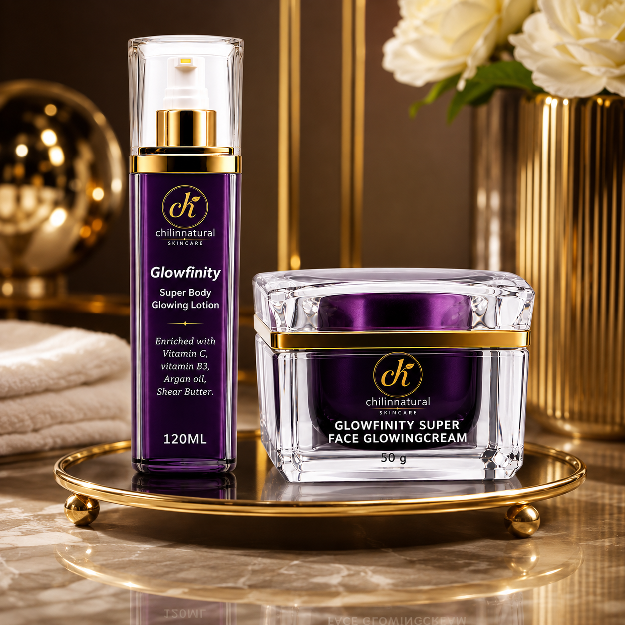 Glowfinite Lotion & Face Cream Set Complete Glow. Deep Hydration. Radiant-Looking Skin. - Image 2